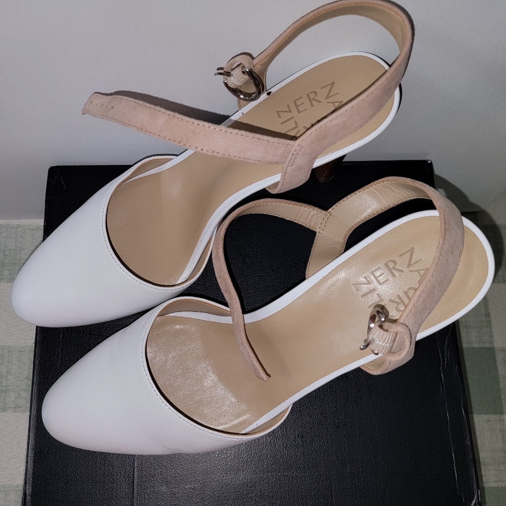 White & Beige colored sandals